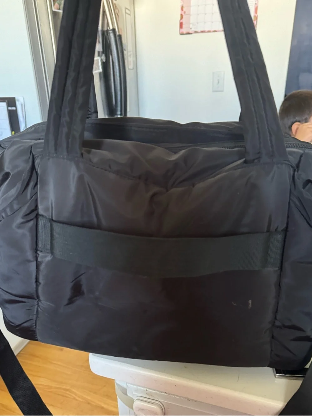 Black Women’s Baby Diaper Tote Bag with Convertible Straps
